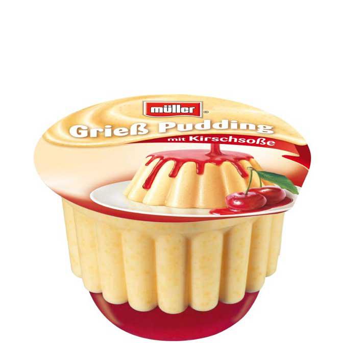Müller Milch Grießpudding mit Kirschsoße